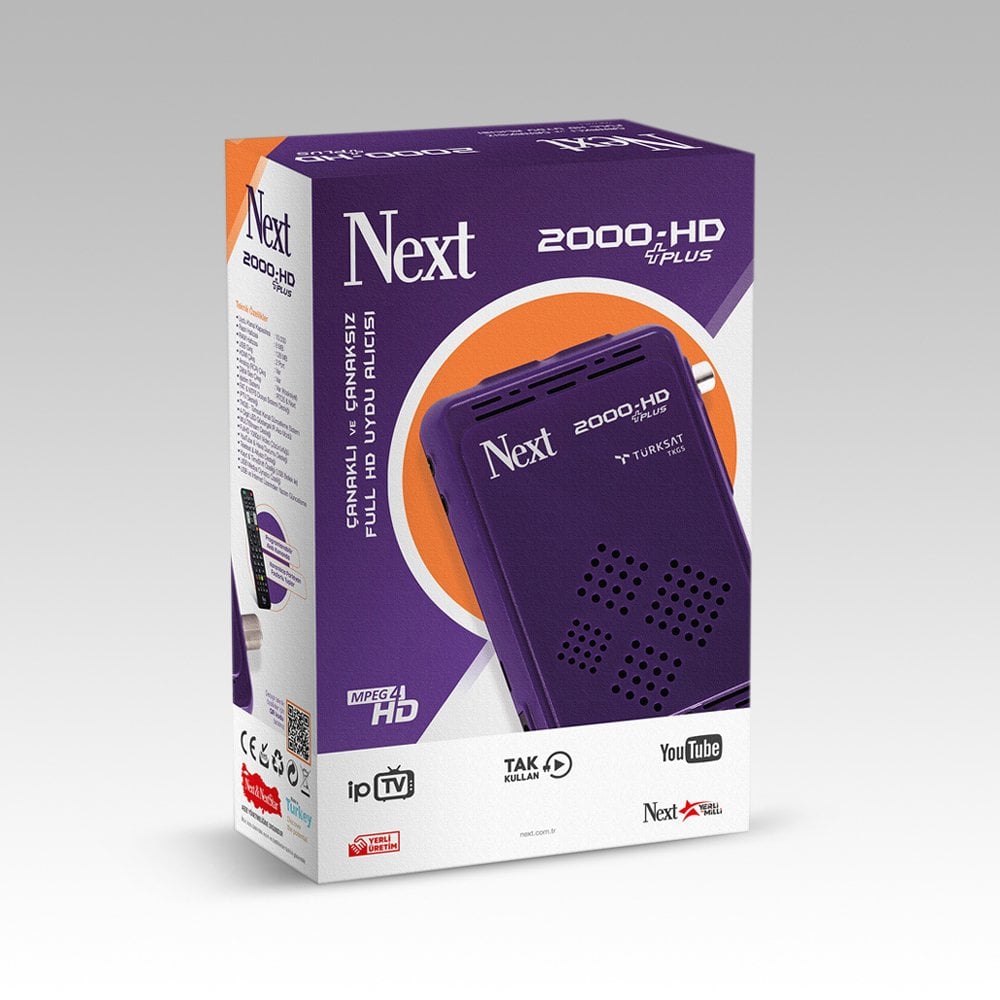 Next 2000 HD Plus I.P.T.V. Özellikli Çanaklı Çanaksız MPEG4 HD Uydu Alıcısı