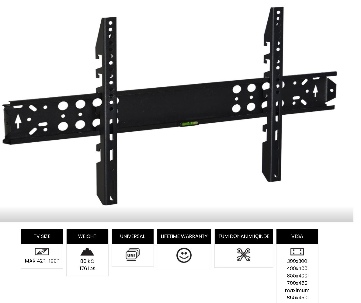 Vontech VT-100 S 42’’- 100’’ LCD/LED TV - Sabit TV Duvar Askı Aparatı