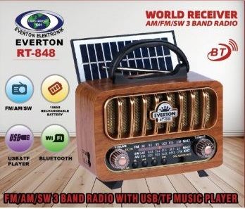 Everton RT-848 Güneş Enerjili Bluetooth Usb/Sd/Aux/Fm Nostalji Radyo