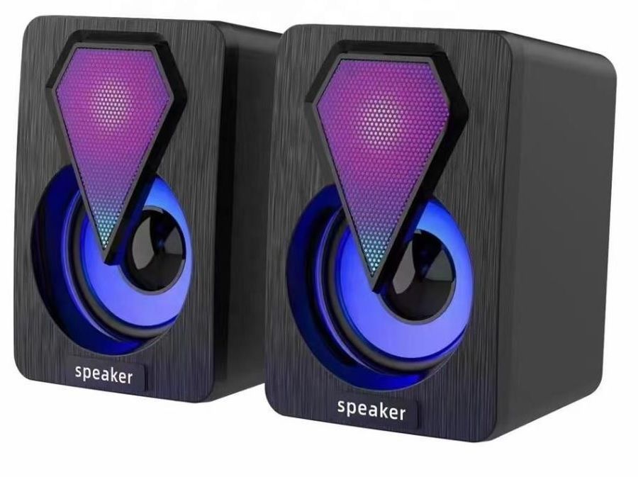 Torima Işıklı Bilgisayar Hoparlörü 1+1 Ses Sistemi 3.5mm Jack Girişli Multimedia Usb Speaker D-04