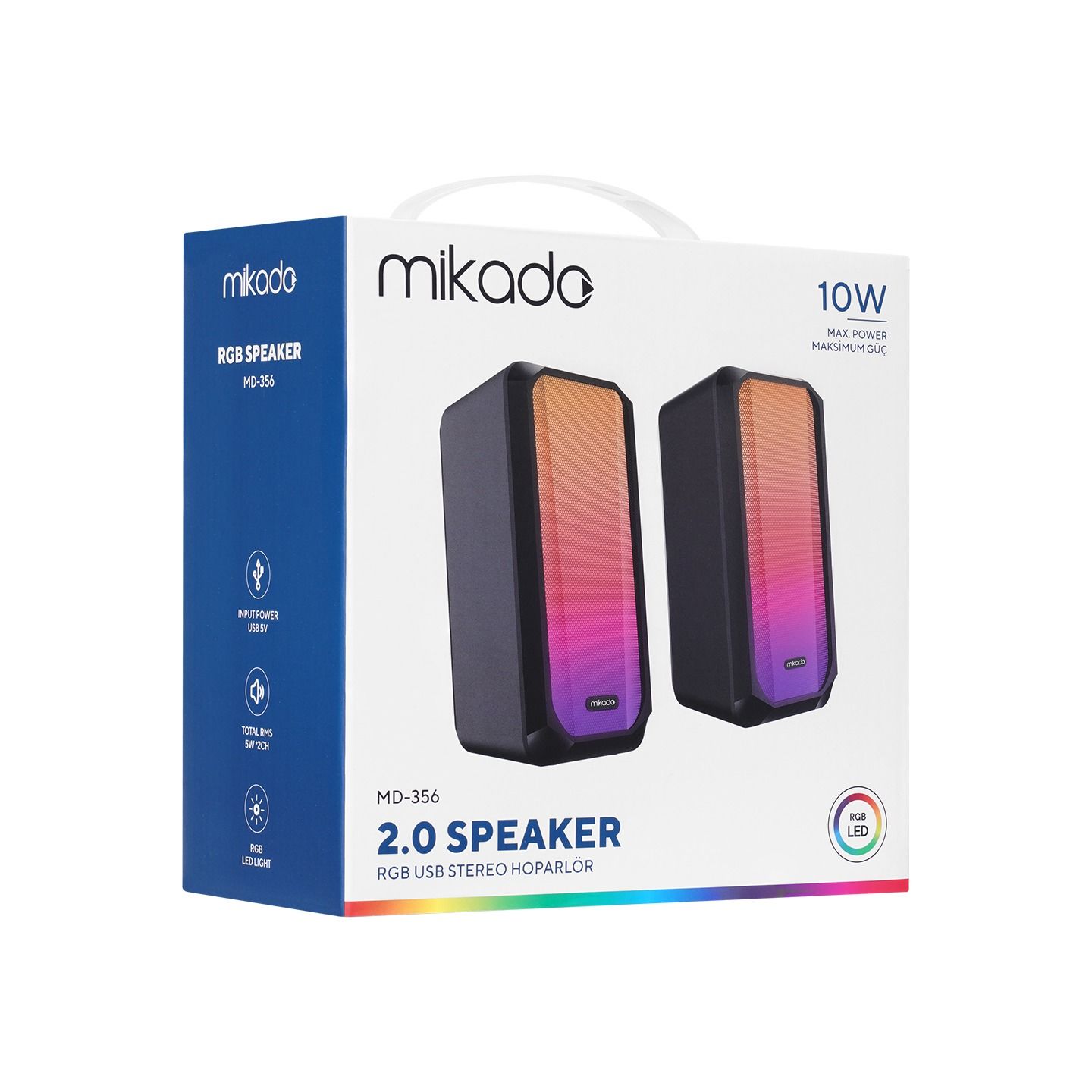 Mikado MD-356 RGB 5W 1+1 USB Hoparlör