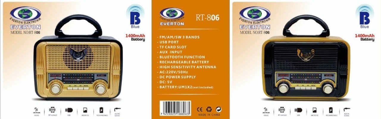 Everton RT-806 Usb Kart Girişli Bluetooth'lu Şarjlı Radyo