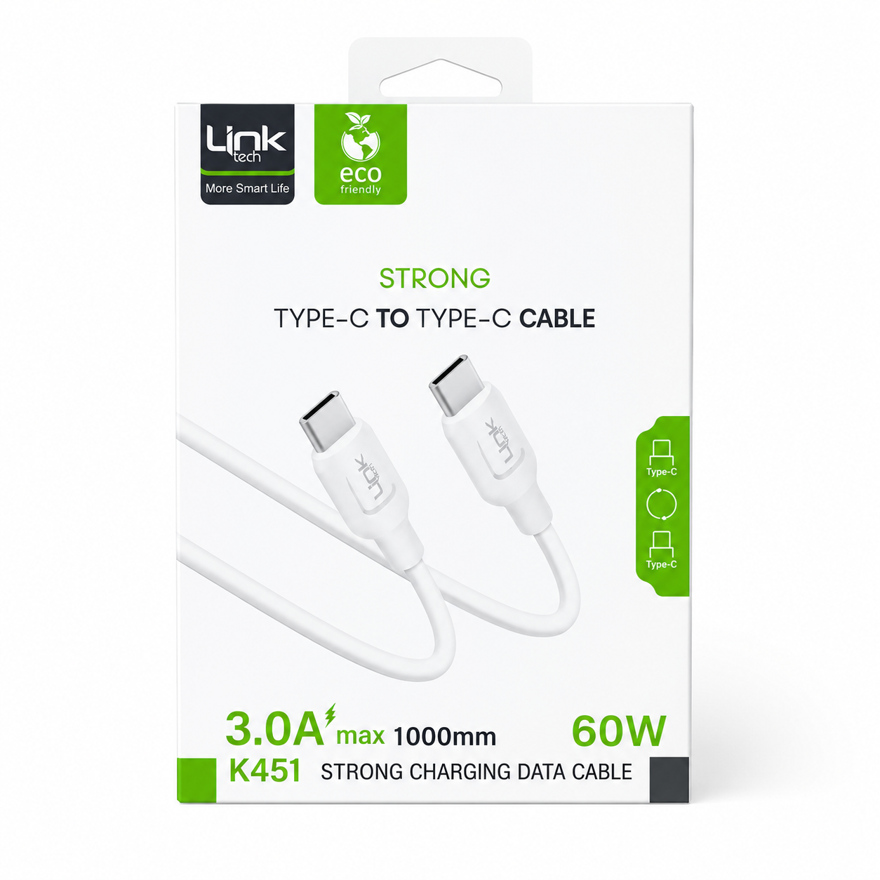 LinkTech K451 Strong 1m 60W Type-C Çevre Dostu Şarj Kablosu