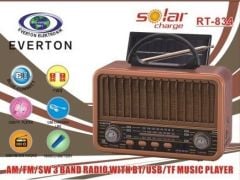 Everton RT-834 Güneş Enerjili Bluetooth Usb/Sd/Aux/Fm Nostalji Radyo